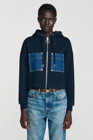 Áo khoác SANDRO cải jean có mũ