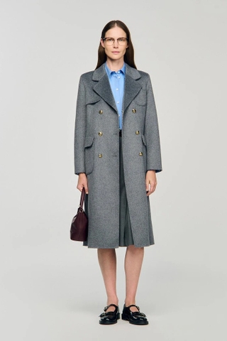 Áo dạ SANDRO ghi kèm belt