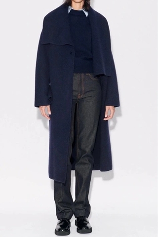 Áo khoác ZARA len navy dáng dài