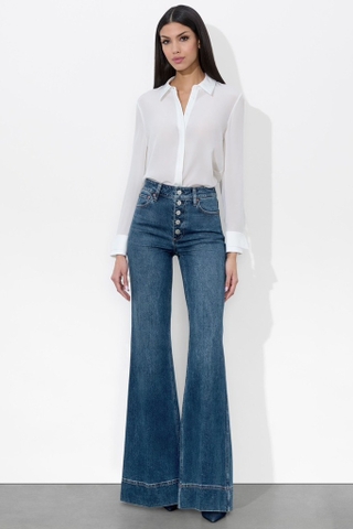 Quần jean ALICE OLIVIA 5 khuy ống vẩy