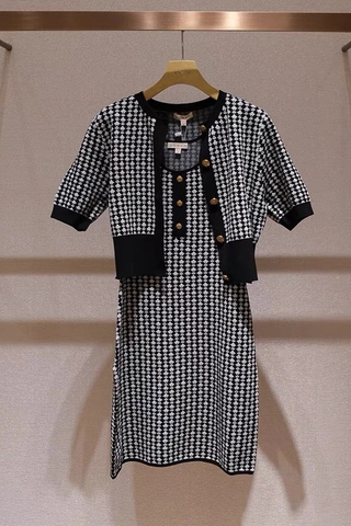 Cardigan Joyra tay lỡ đen hoạ tiết