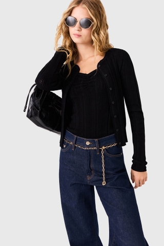 Set MAJE cardigan + áo 2 dây đen