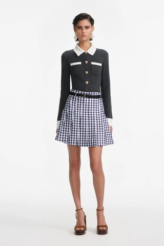 Áo len SELF PORTRAIT ghi cổ trắng