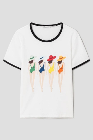 Tshirt ALICE OLIVA  cô gái viền cổ đen