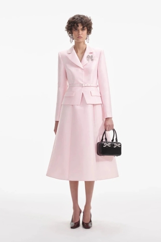 Váy SELF PORTRAIT hồng cổ bẻ kèm belt