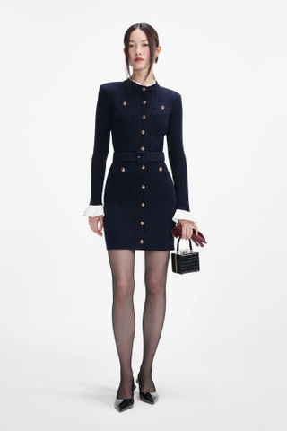 Váy SELF PORTRAIT navy trắng viền