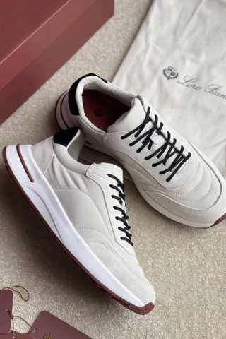 Giày LORO PIANA trắng dây đen đế nâu