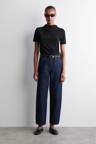 Quần jean baggy COS xanh đậm co giãn
