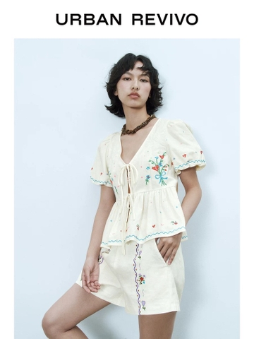 Áo cộc tay URBAN thêu hoa ( có set)