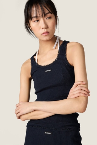 Áo nách MIU MIU navy viền ren