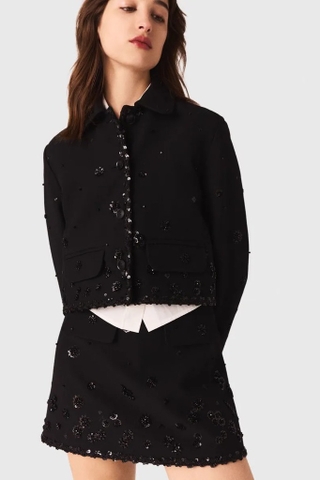 Áo MAJE đen đính cườm (có set)