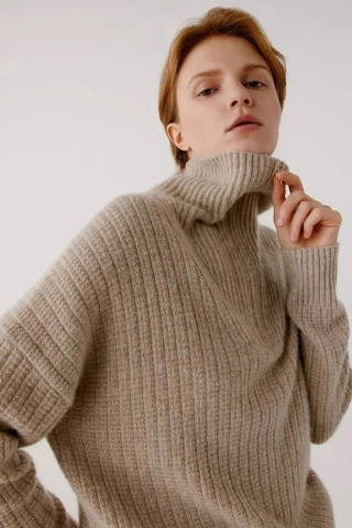 Aó len Icicle nâu cổ bẻ