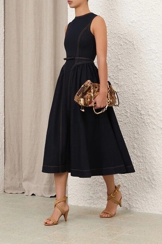 Váy ZIMMERMANN jean sát nách kèm belt