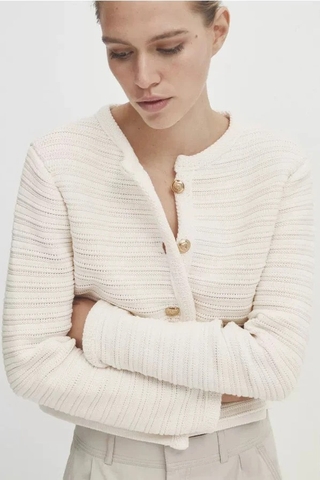 Cardigan Massimo Dutti , khuy vàng 2 màu