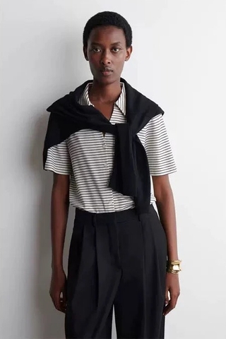 Áo cộc COS cổ bẻ 2 màu