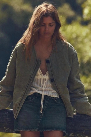 Parka Zara trần trám xanh rêu