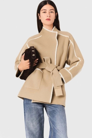 Áo dạ MAJE kèm belt viền 2 màu