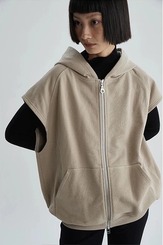 Áo khoác gile mũ, túi trước