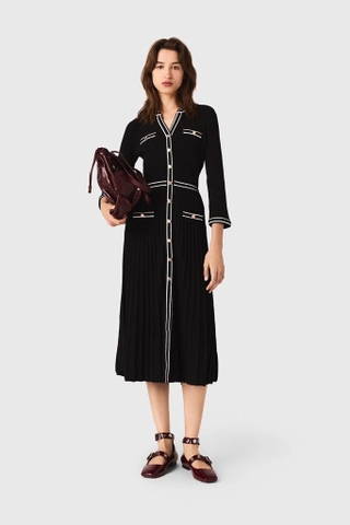 Váy MAJE đen viền trắng dáng dài