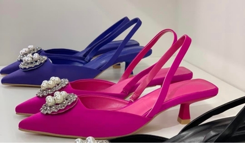 Slingback Zara logo đá tròn đính ngọc