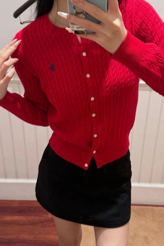 Cardigan kid RALPH LAUREN đỏ khuy trắng