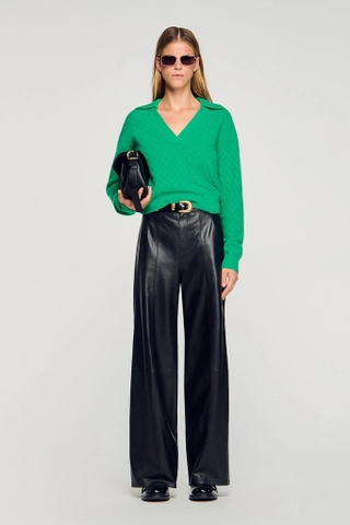 Áo len SANDRO cổ bẻ V 2 màu