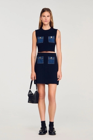 Chân váy SANDRO navy (có set)