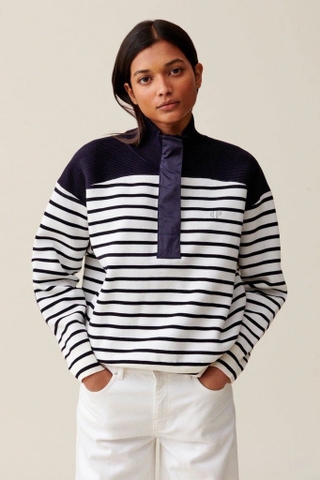 Áo CLAUDIE kẻ khuy bấm cổ