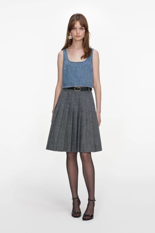 Chân váy SELF PORTRAIT ghi xếp ly (có set)