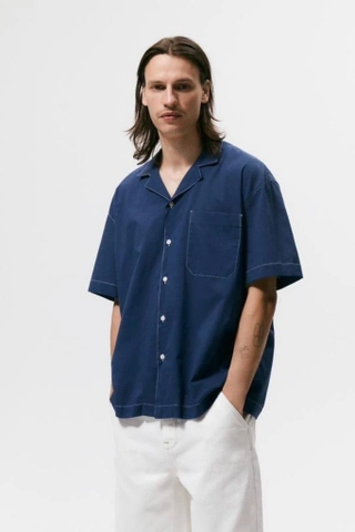 Áo sơ mi ZARA cộc tay chỉ nổi 2 màu