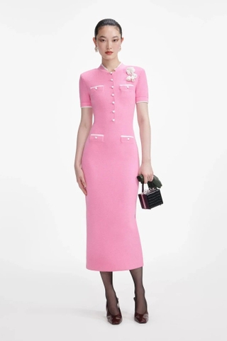 Váy len SELF PORTRAIT hồng hoa trắng