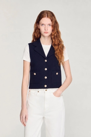Áo MAJE gile navy cổ bẻ