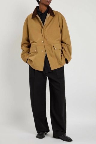 Coat THE ROW nâu cổ nhung