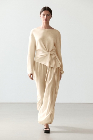 Quần MASSIMO DUTTI lụa tơ bo gấu