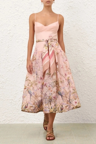 Váy 2 dây ZIMMERMANN hồng belt lụa