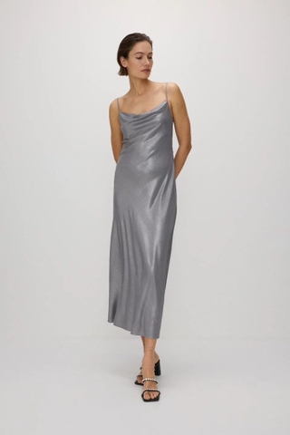 Váy ZARA 2 dây lụa ghi bóng