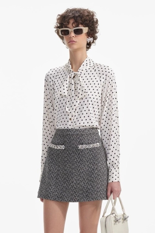 Sơ mi lụa SELF PORTRAIT chấm bi