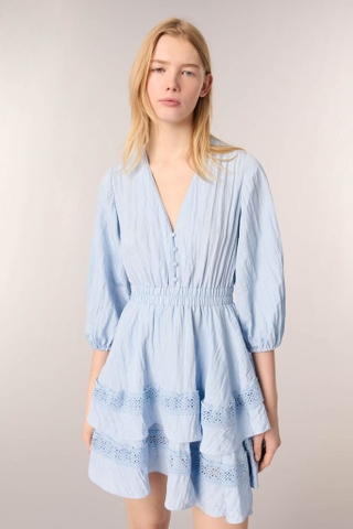 Váy MAJE xanh chun eo cải ren