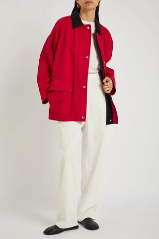 Áo khoác THE ROW đỏ cổ đen