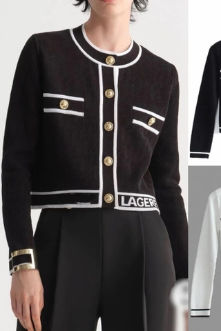 Cardigan KARL LAGERFELD 2 màu viền đen