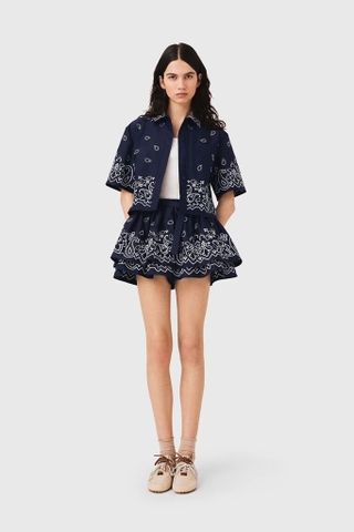 Chân váy MAJE tafta navy thêu (có set)