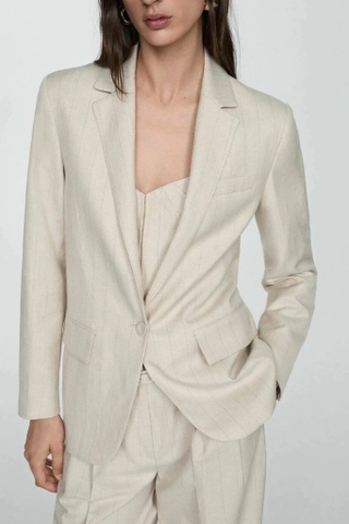 Áo vest MANGO một khuy kẻ