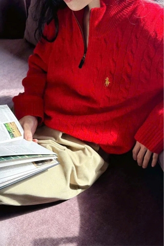 Áo len RALPH LAUREN zippo đỏ