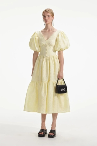 Váy SELF PORTRAIT vàng tay bồng