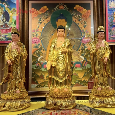 Tượng Tây Phương Tam Thánh composite thế đứng 100cm