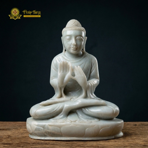 Tượng Phật Thích Ca Ngọc Phỉ Thúy Nguyên Khối 32cm – Thượng Phẩm