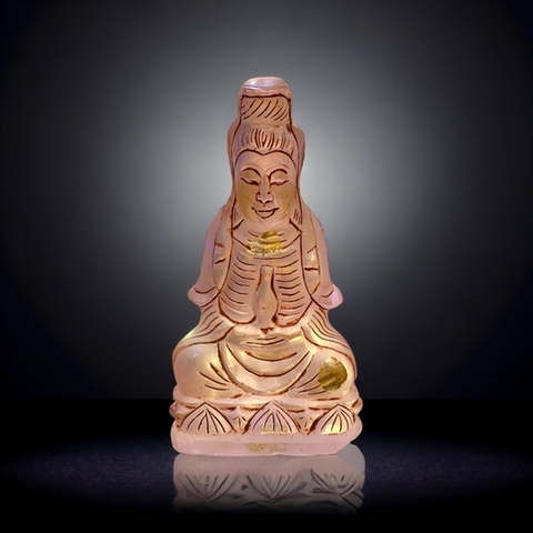 Tượng Đức Bồ Tát Quán Thế Âm ngọc Naga các màu phủ nhũ (17x9x4)