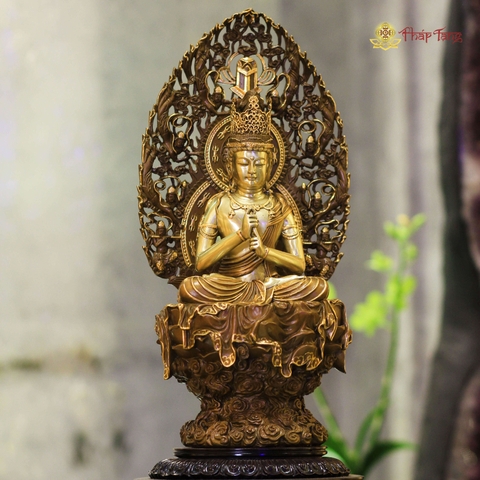 Tượng Đức Tỳ Lô Giá Na đồng Đài Loan với chư thiên đoanh vây 40x20x20cm