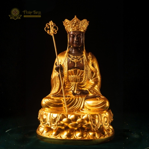 Tượng Bồ Tát Địa Tạng Vương Đồng Việt Nam Mạ Vàng 9999 40cm