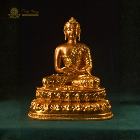Tượng Phật Thích Ca Mâu Ni Đồng Mạ Vàng 24K Mật Tông 30cm